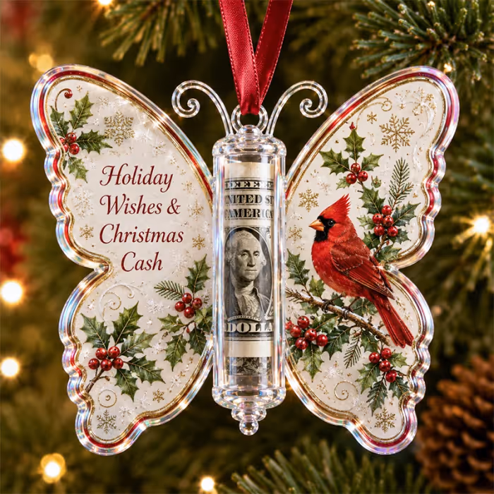🦋💵 Christmas Cash Gift Butterfly Ornament – Holiday Money Holder Keepsake 🎄✨
