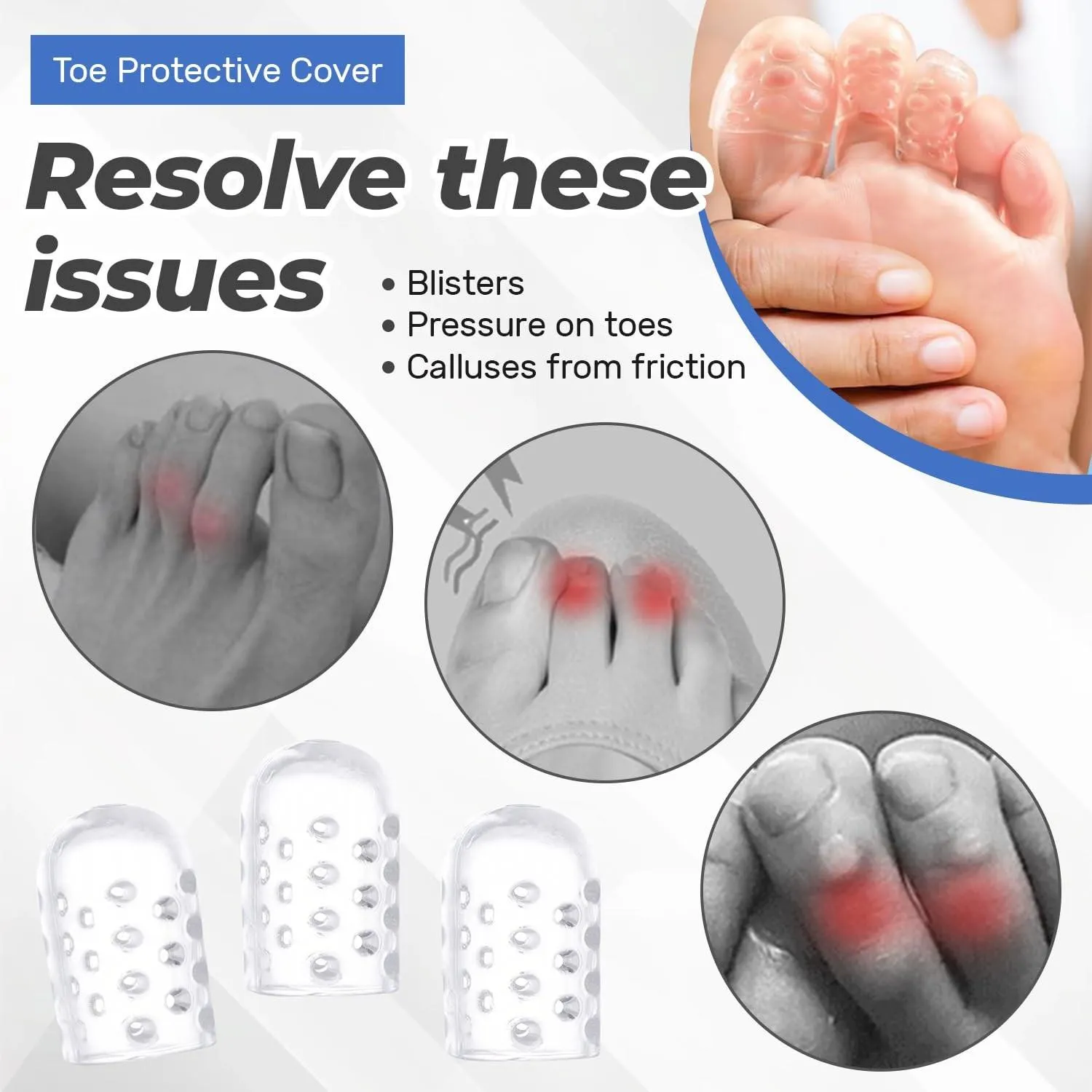 Silicone Toe Protectors 30Pcs, Gel Anti-Friction Toe Protector Breathable Toe Caps Guards for Men Women, Soft Clear Little Toe Covers Silicone Toe Sleeves for Corns, Blisters and Pain Relief Silicone Toe Protectors 30Pcs, Gel Anti-Friction Toe Protector Breathable Toe Caps Guards for Men Women, Soft Clear Little Toe Covers Silicone Toe Sleeves for Corns, Blisters and Pain Relief