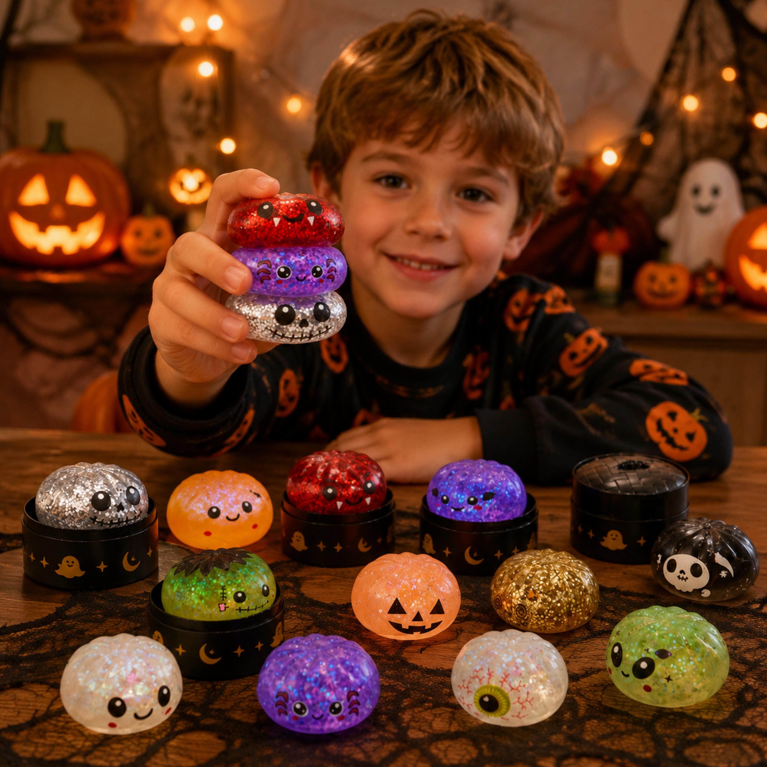 Halloween Dumpling Stress Relief Toys, Slow‑rebound maltose squishy toys, ideal for Halloween party gifts, featuring grimace pumpkin and little devil designs