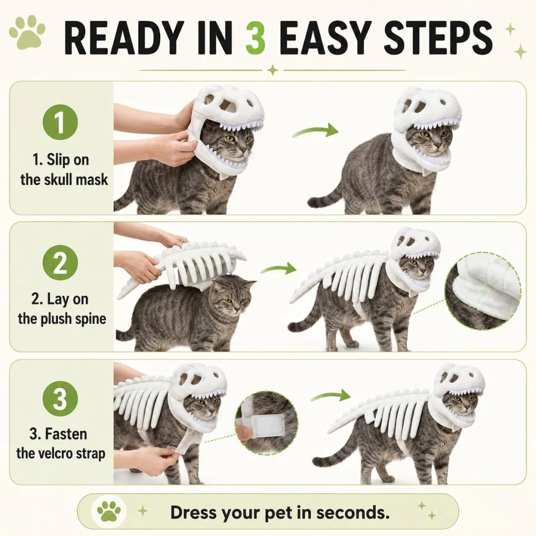 Glow-in-the-Dark Dinosaur Skeleton Pet Costume