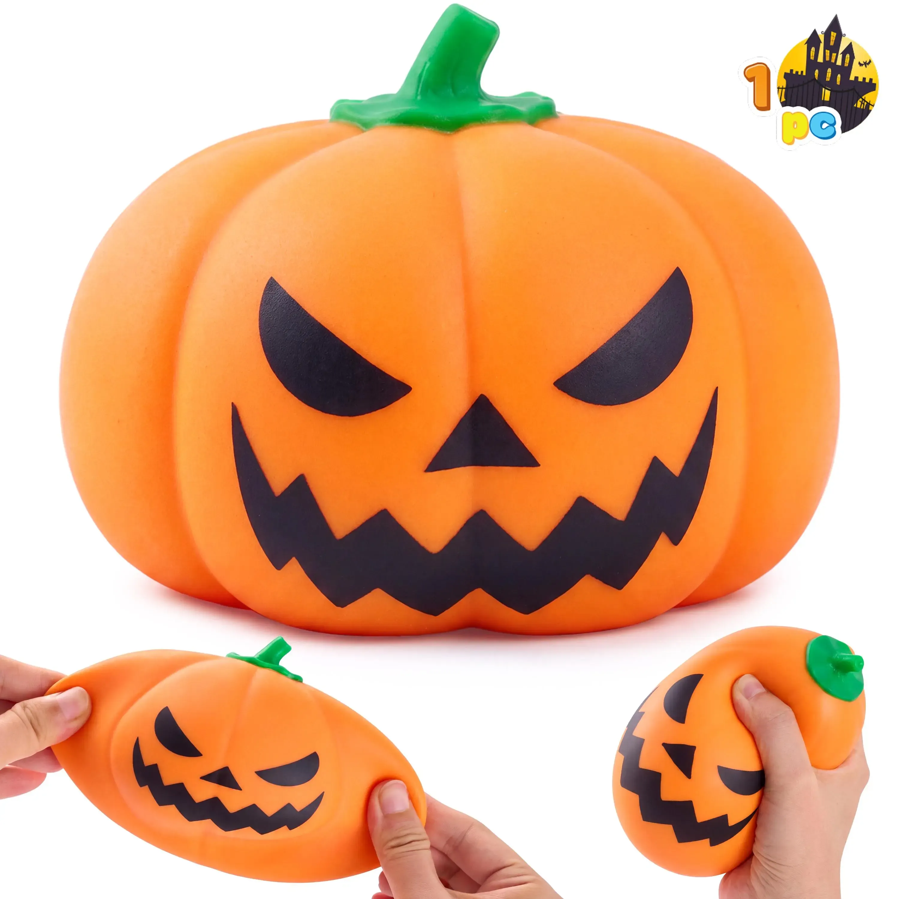 Halloween Dumpling Stress Relief Toys, Slow‑rebound maltose squishy toys, ideal for Halloween party gifts, featuring grimace pumpkin and little devil designs