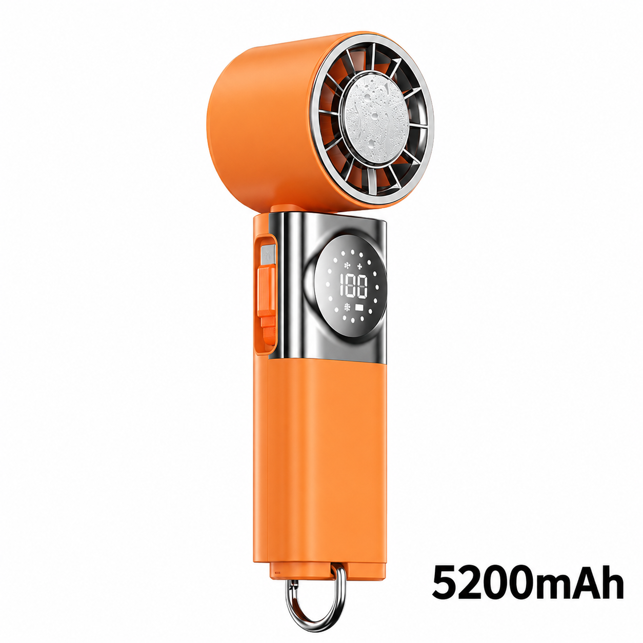 7-in-1 Portable Handheld Fan with Power Bank, 100-Speed Turbo Cooling Fan, LCD Display, USB-C Rechargeable, Neck Strap for Travel, Camping & Outdoor