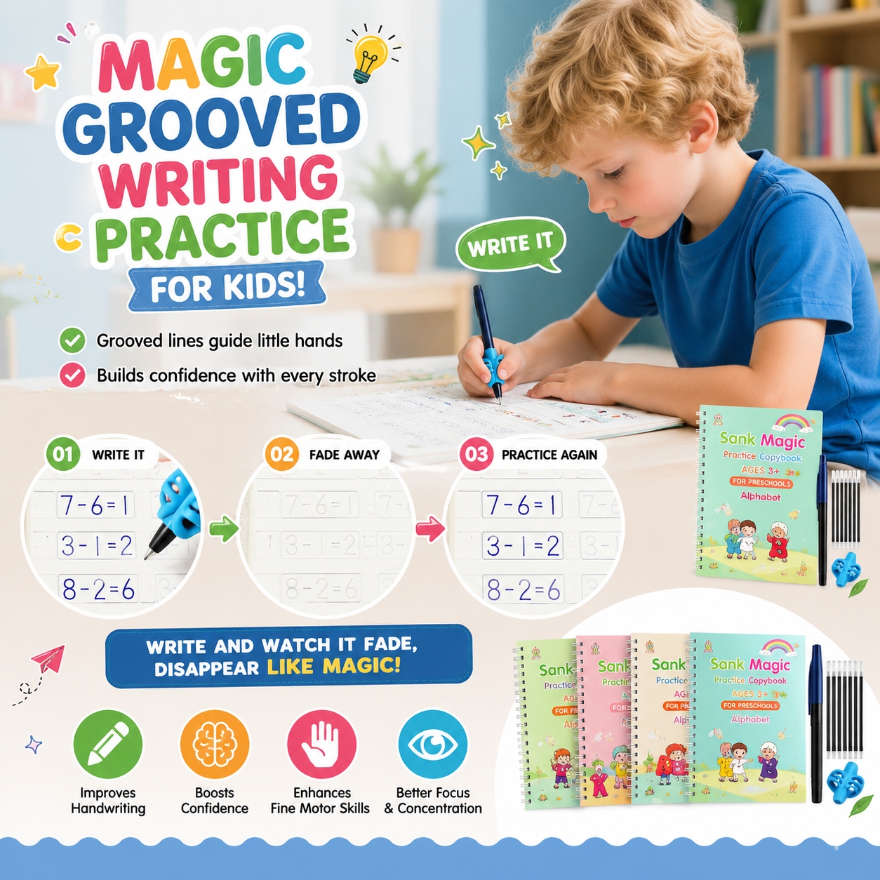 💥LAST DAY SALE 50%OFF💥📚MagicBook | Kids Practice Copybook Set