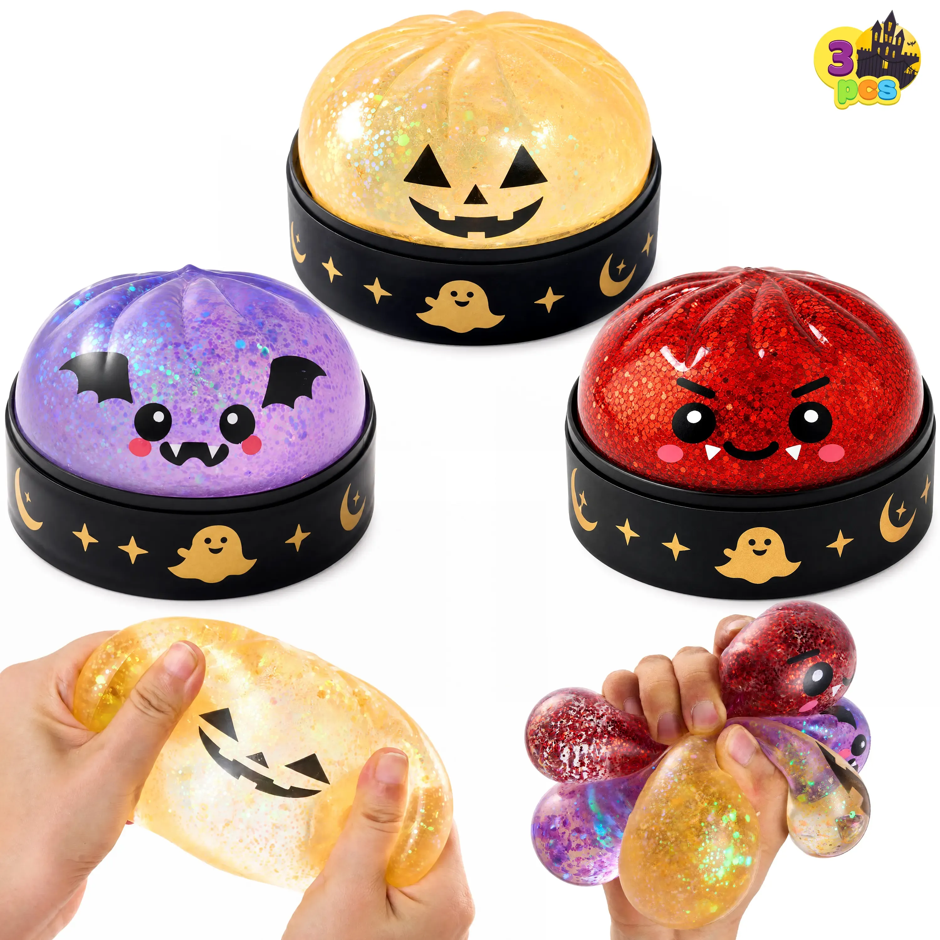 Halloween Dumpling Stress Relief Toys, Slow‑rebound maltose squishy toys, ideal for Halloween party gifts, featuring grimace pumpkin and little devil designs