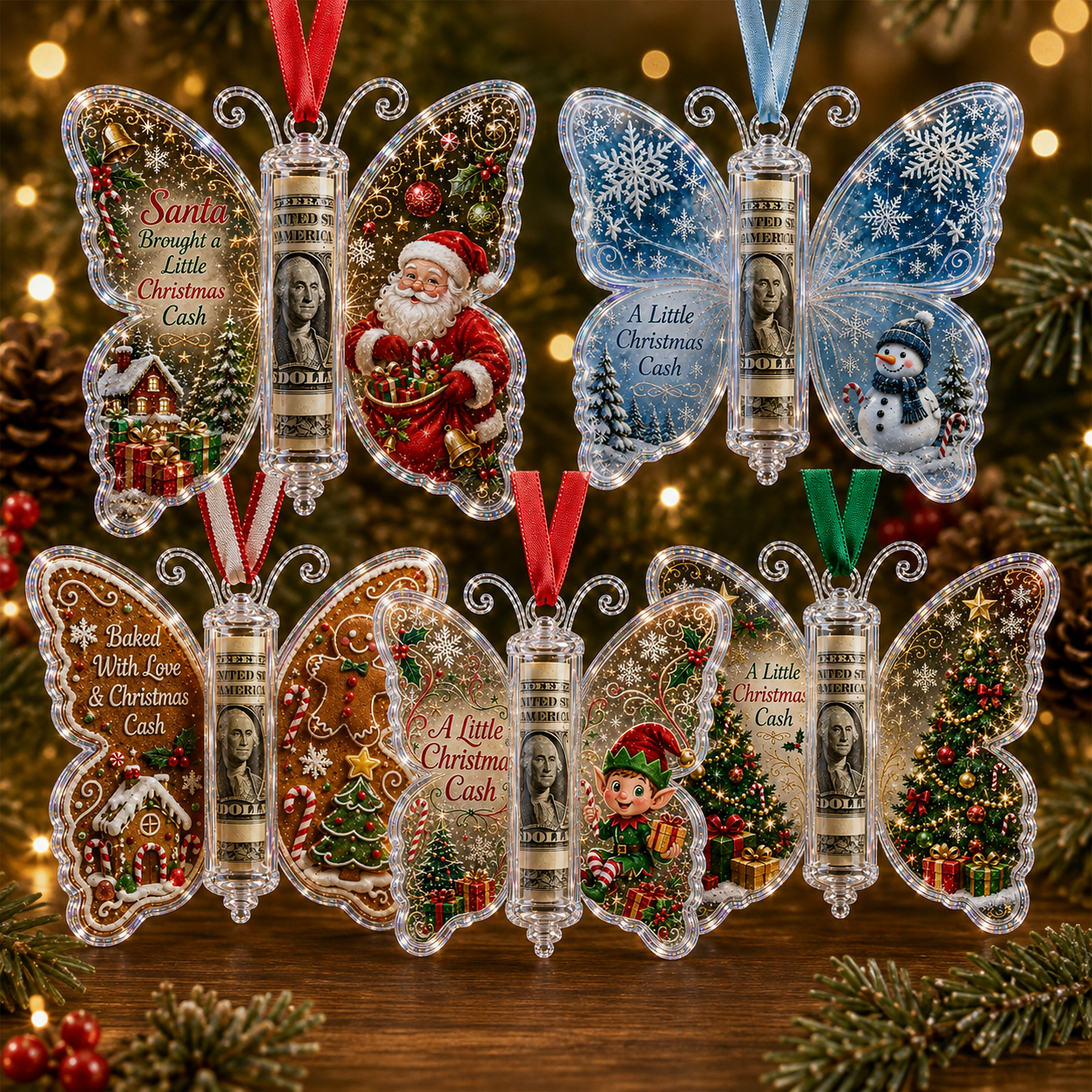 🦋💵 Christmas Cash Gift Butterfly Ornament – Holiday Money Holder Keepsake 🎄✨