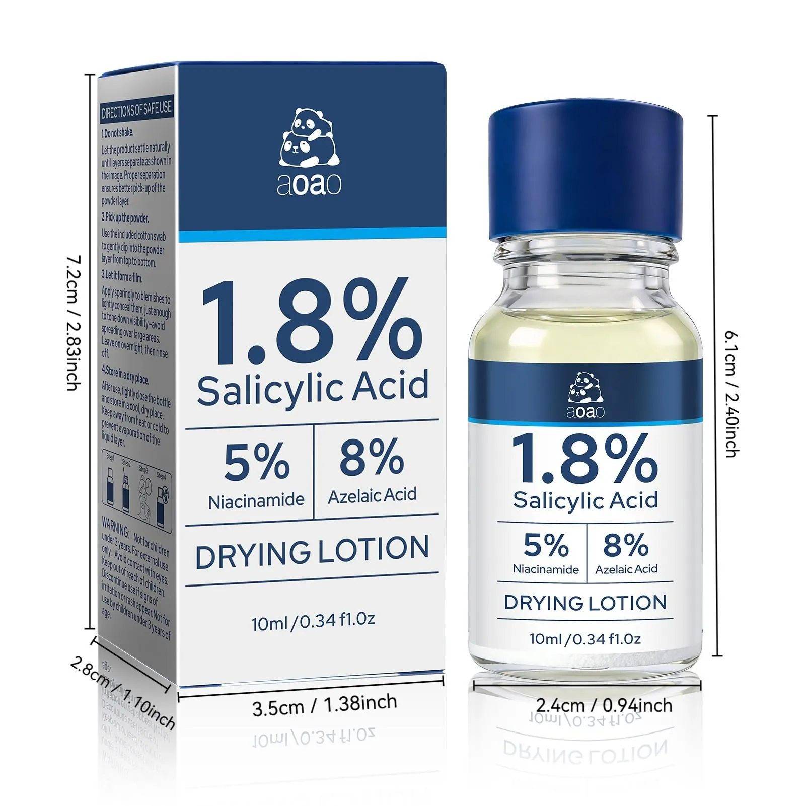 AOAO Salicylic Acid Lotion Acne Serum, Blemish Relief, Acne Spot & Pimple Treatment, Shrinks Pimples in 24 Hours & Helps Fade Acne Marks in 7 Days, With 1.8% Encapsulated Salicylic Acid, 5% Niacinamide & 20% Zinc Oxide, Acne Clearing Products