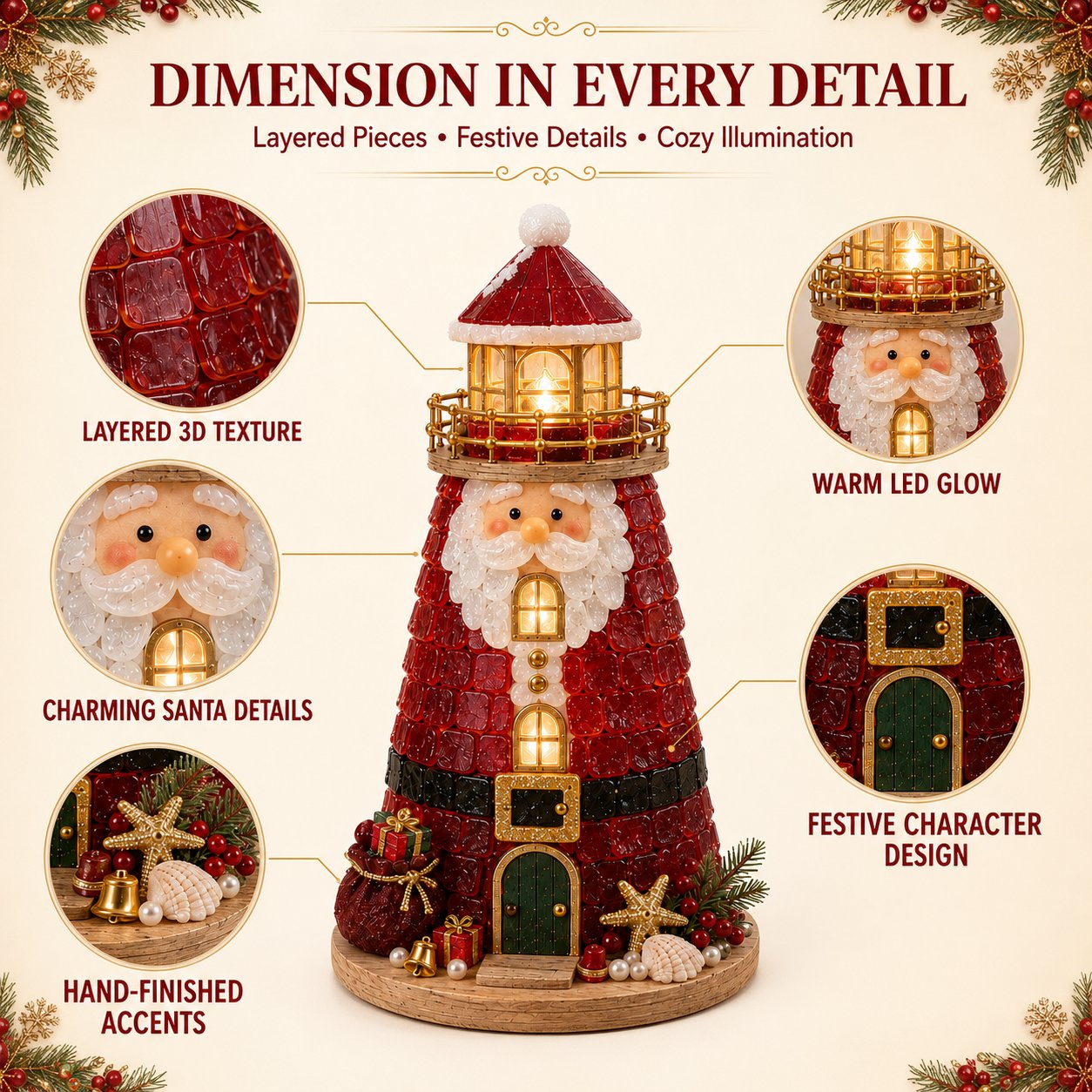 🎅 2026 Christmas Gift 50% Off--🎄Beginner-Friendly DIY Lighted Christmas Character Sea Glass-Style Lighthouse Kit Collection