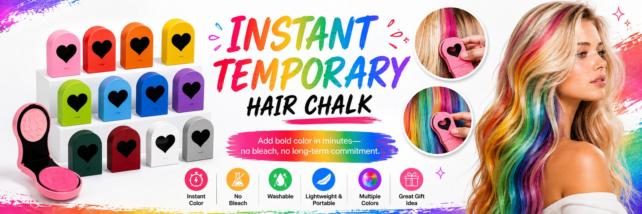 【Halloween】12pcs Temporary Hair Chalk Hair Dye, Washable Hair Color Makeup For Sport Events Halloween Christmas Birthday Cosplay Festivals Hair DIY Party