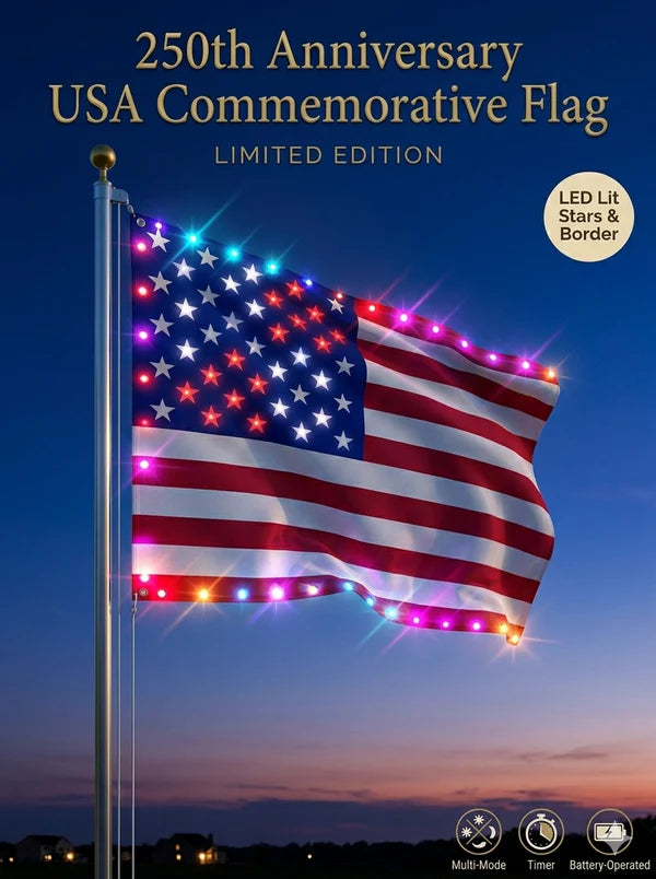 LAST DAY 49% OFF 🔥 🦅 ILLUMINATED 25OTH ANNIVERSARY USACOMMEMORATIVE FLAG (3X5 FT) -BESTSELLER
