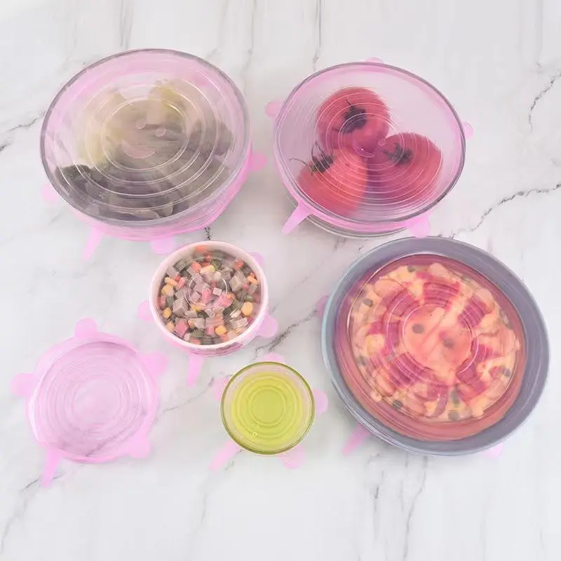 Reusable Stretchable Silicone Bowl Lid, 6pcs Stretch Leak Proof Lids for, Round Bowl Cover, Food Cover, Kitchen Gadgets, Meal Prep Containers Lid
