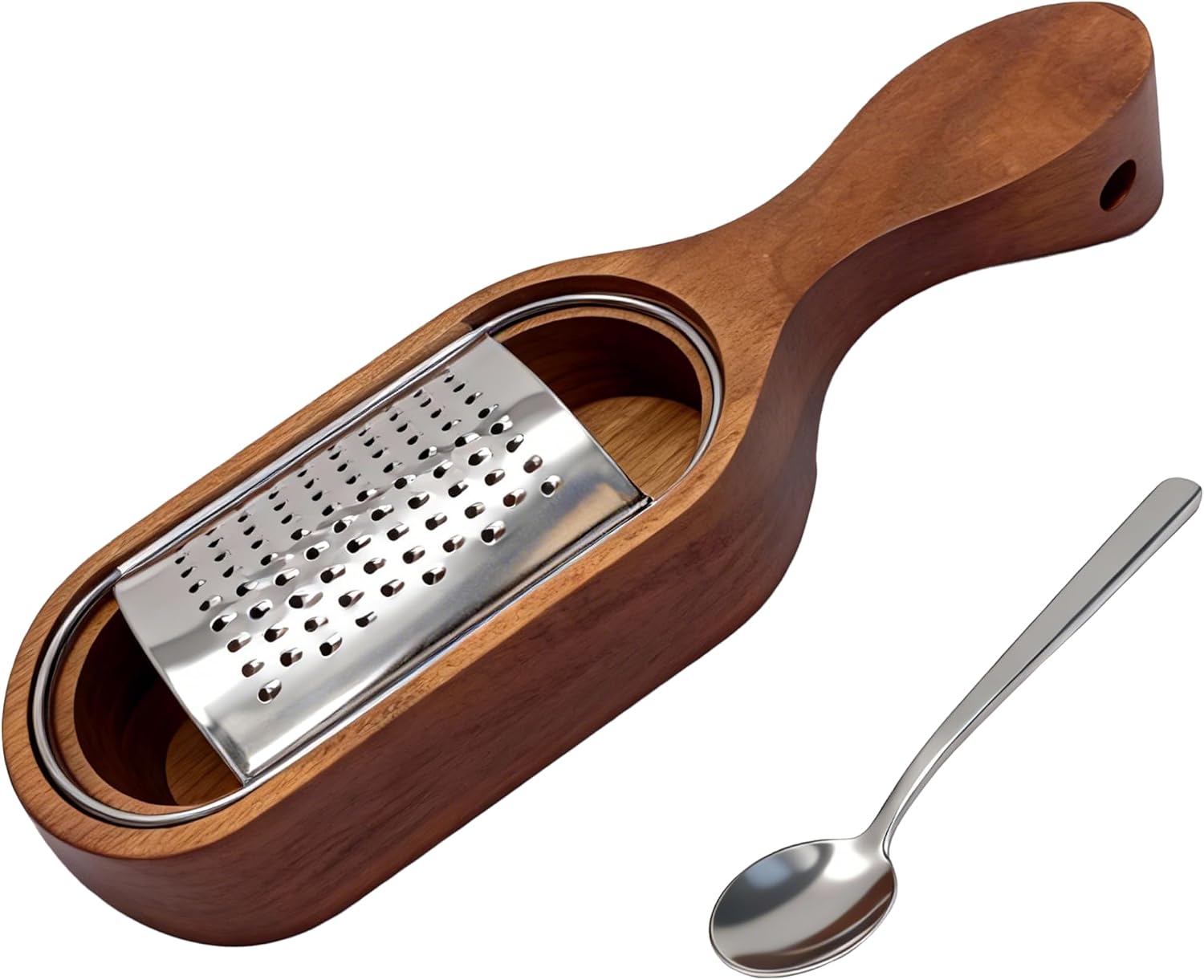 Handheld Cheese Grater with Wooden Container