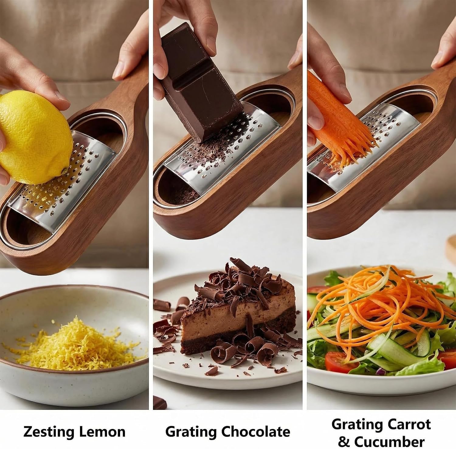 Handheld Cheese Grater with Wooden Container
