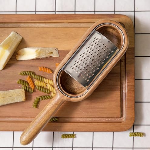 Handheld Cheese Grater with Wooden Container