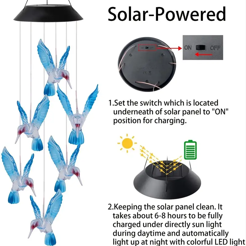 Creative Bird Design Solar Wind Chimes