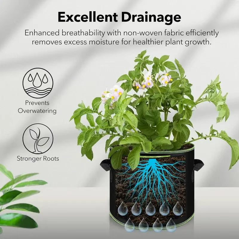 "🌱 5-Pack 5 Gallon Grow Bags – Heavy Duty Aeration Fabric Pots with Handles for Vegetables, Flowers & Fruits 🪴 "