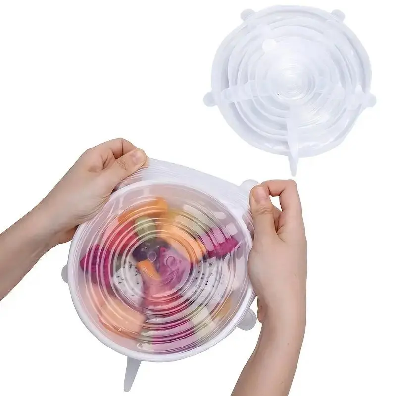 Reusable Stretchable Silicone Bowl Lid, 6pcs Stretch Leak Proof Lids for, Round Bowl Cover, Food Cover, Kitchen Gadgets, Meal Prep Containers Lid