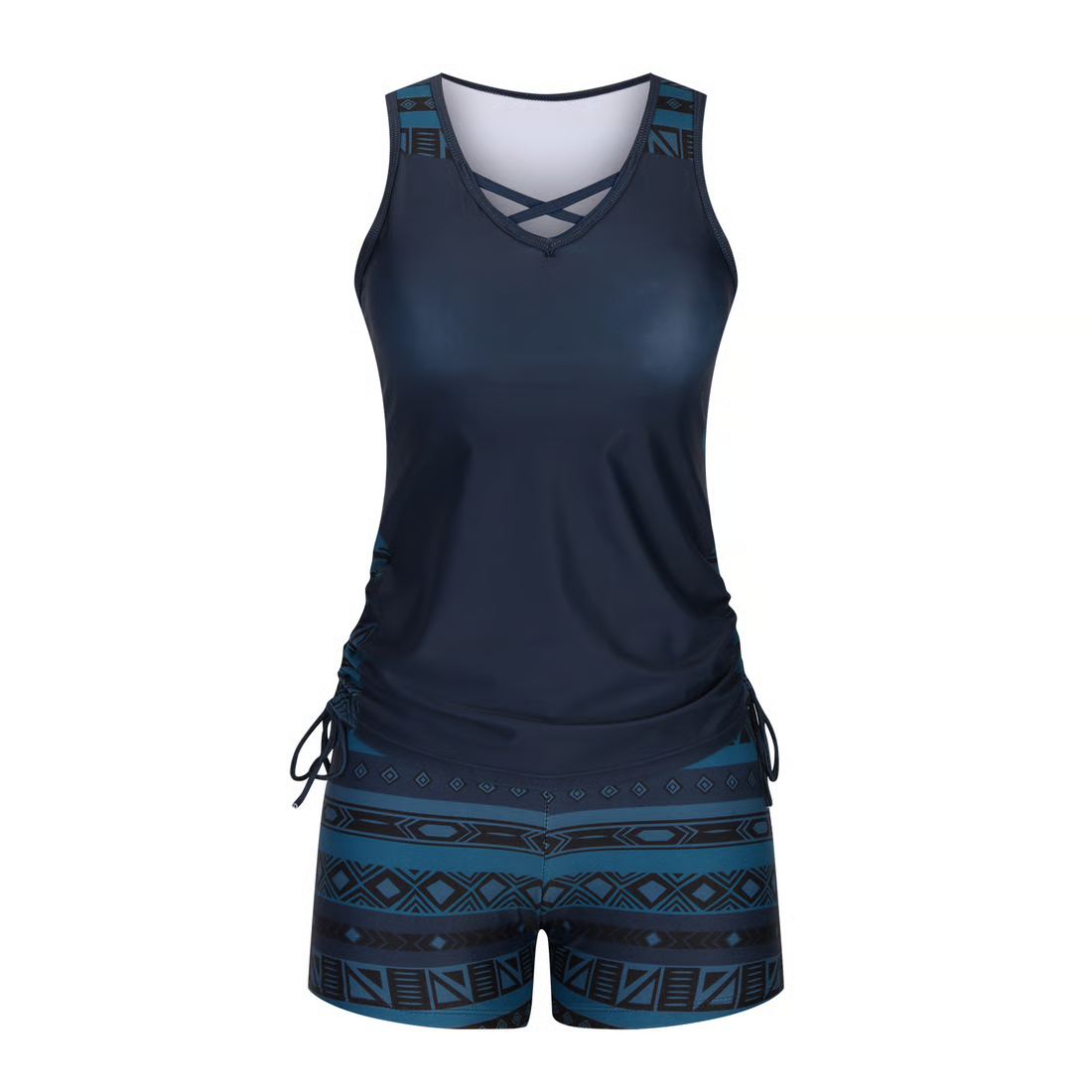 Women's 2-Piece Tummy Control Tankini Set with Built-In Bra – Flattering Boho Swimwear with Shorts🔥