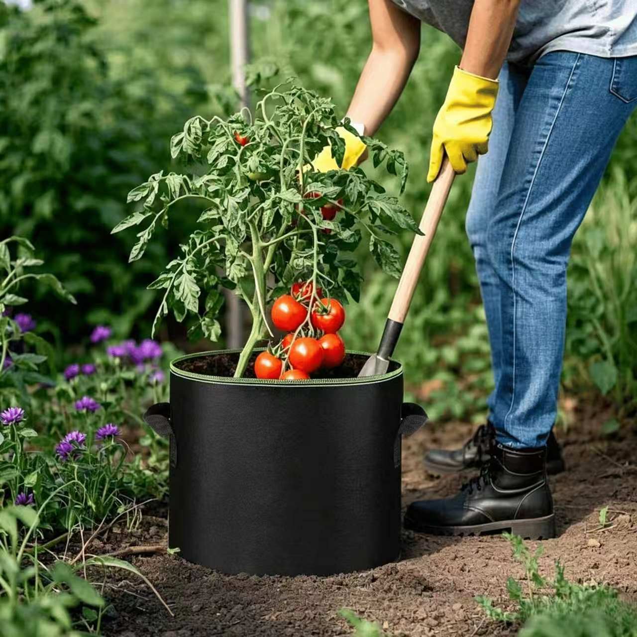 "🌱 5-Pack 5 Gallon Grow Bags – Heavy Duty Aeration Fabric Pots with Handles for Vegetables, Flowers & Fruits 🪴 "