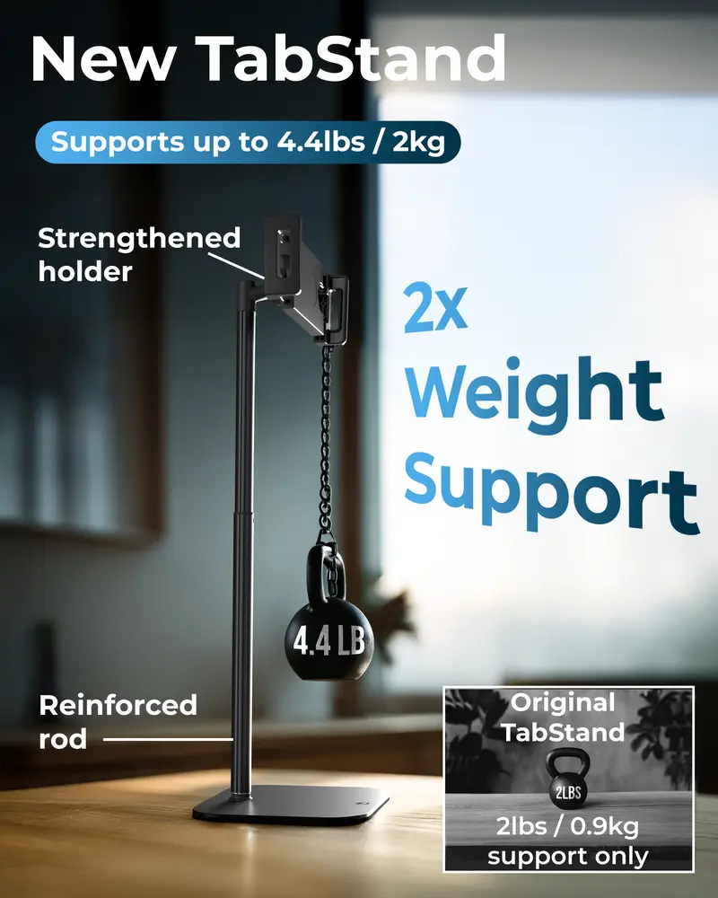 Cooper TabStand Sturdy Tablet Mount & Accessories - Height-Adjustable Metal/Aluminium Holder for 17" Max Diagonal iPad, Portable Monitor, Smartphone, 360° Rotate & Tilt, 4.4lb Holding Strength, Portable, Silicone-Free