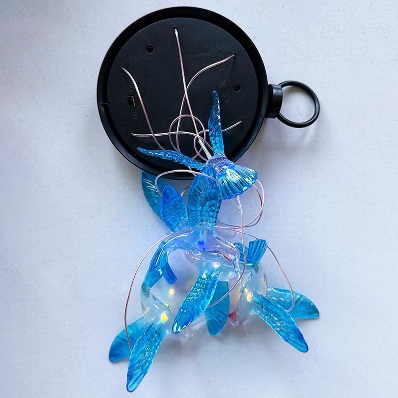 Creative Bird Design Solar Wind Chimes, Summer Color Changing Hummingbird LED Twinkle Lights, Outdoor Garden Decorative Solar Light, Home Decor, Windchimes, Solar Garden Fountain, Garden Accessories, Garden Border Fence