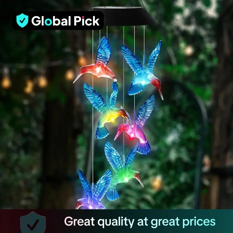 Creative Bird Design Solar Wind Chimes