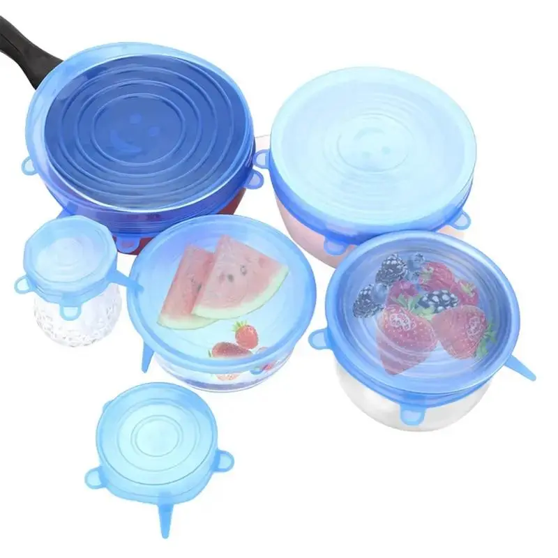 Reusable Stretchable Silicone Bowl Lid, 6pcs Stretch Leak Proof Lids for, Round Bowl Cover, Food Cover, Kitchen Gadgets, Meal Prep Containers Lid