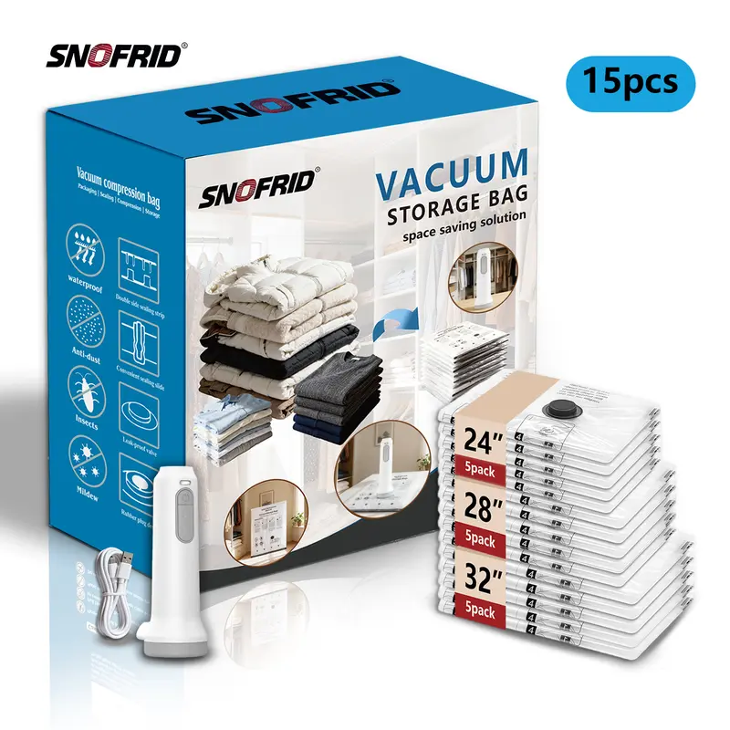 Cordless Travel Vacuum Storage Compression Bag Set