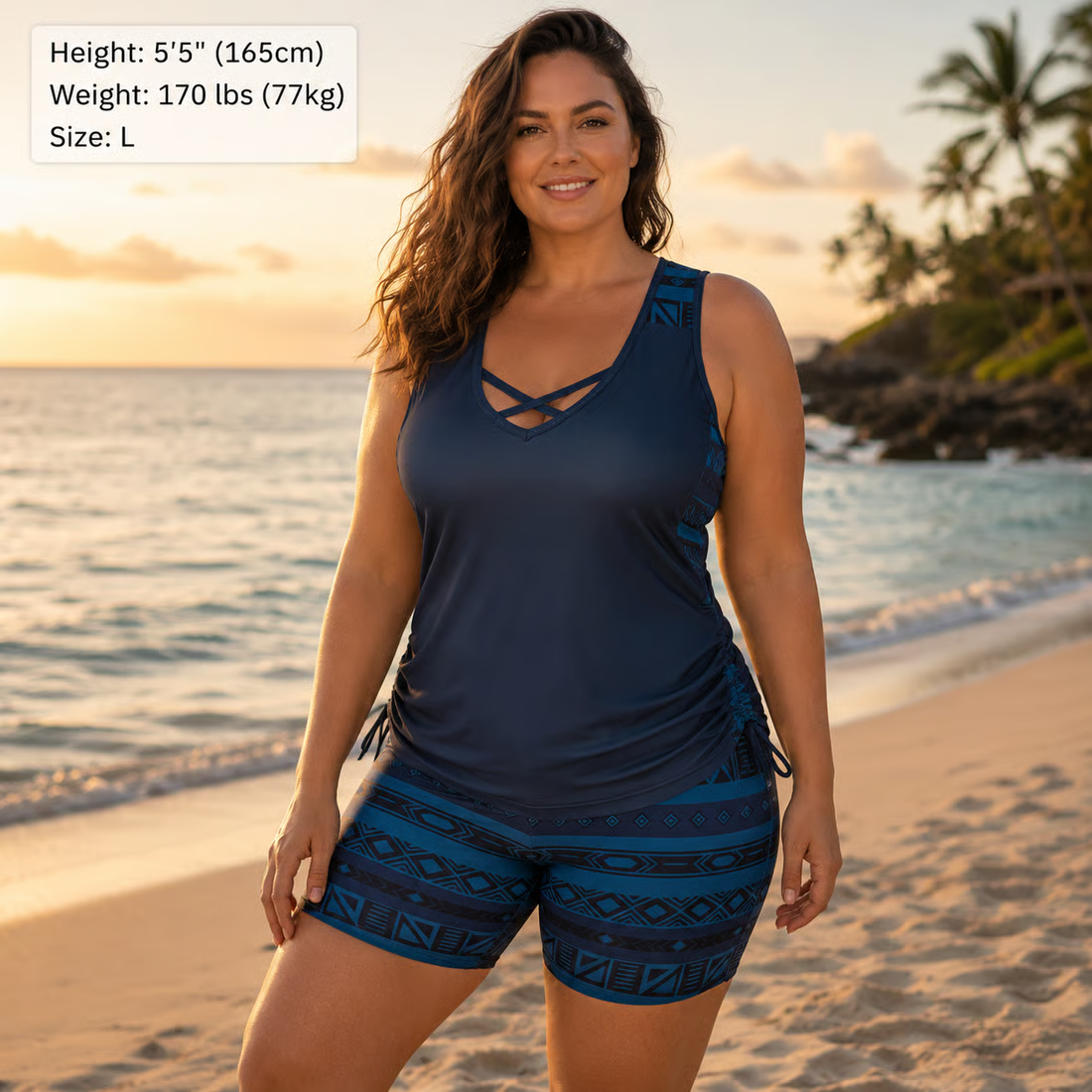Women's 2-Piece Tummy Control Tankini Set with Built-In Bra – Flattering Boho Swimwear with Shorts🔥