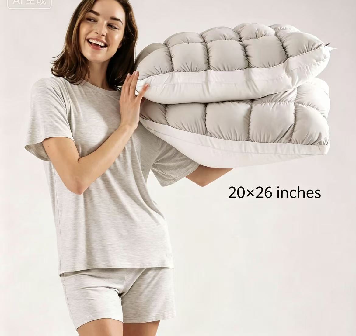 Mellow Sleep | Mellow Puff Pillow – Soft Quilted Puff Grid Design Pillow