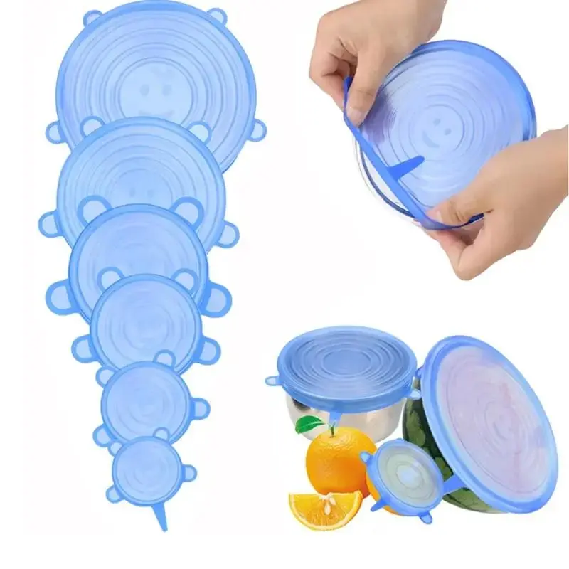 Reusable Stretchable Silicone Bowl Lid, 6pcs Stretch Leak Proof Lids for, Round Bowl Cover, Food Cover, Kitchen Gadgets, Meal Prep Containers Lid