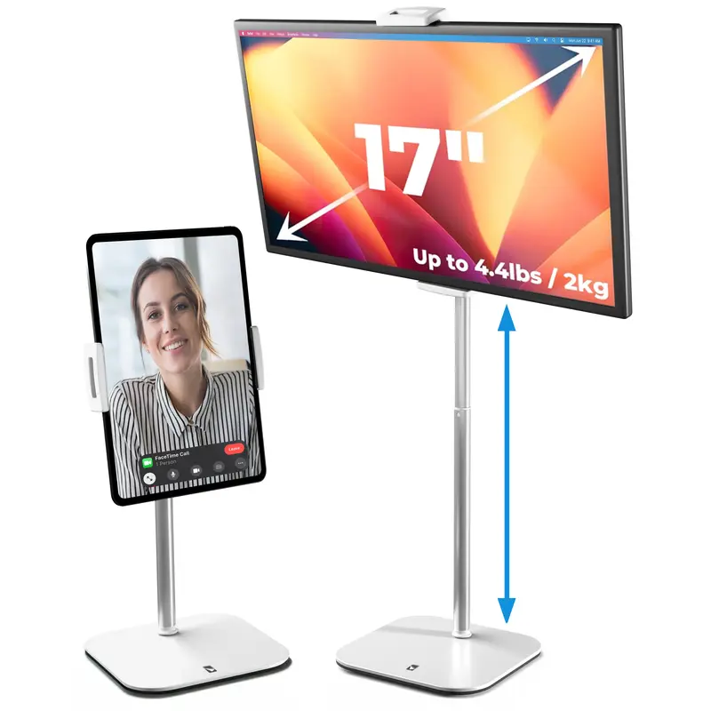 Cooper TabStand Sturdy Tablet Mount & Accessories - Height-Adjustable Metal/Aluminium Holder for 17" Max Diagonal iPad, Portable Monitor, Smartphone, 360° Rotate & Tilt, 4.4lb Holding Strength, Portable, Silicone-Free