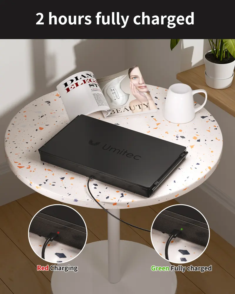 Umitec Adjustable LED Light 3 Way Mirror, Portable Trifold Mirror for Shaving, Grooming, Hair Styling, Dye Hair, Makeup, Braiding, 360 Degree Mirror