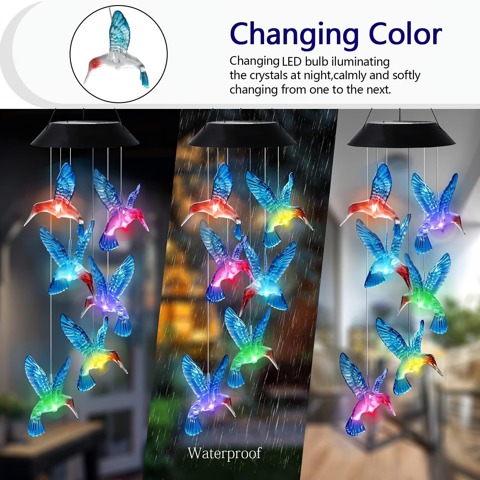 Creative Bird Design Solar Wind Chimes, Summer Color Changing Hummingbird LED Twinkle Lights, Outdoor Garden Decorative Solar Light, Home Decor, Windchimes, Solar Garden Fountain, Garden Accessories, Garden Border Fence