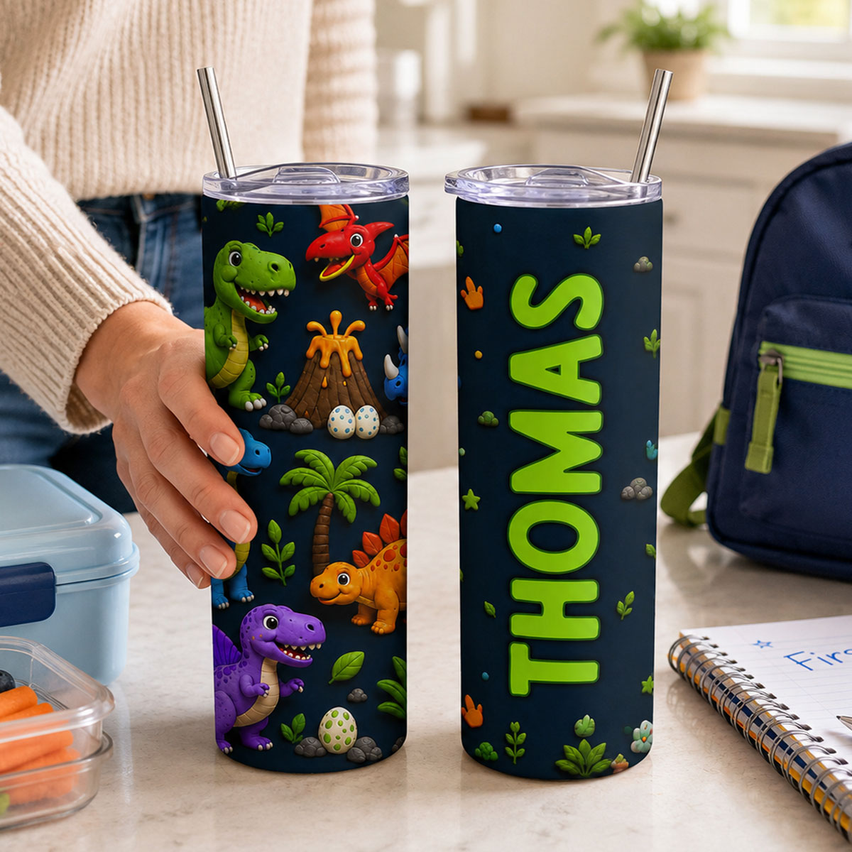 Trendy Animal for Boys Girls - Personalized Skinny Tumbler - Back to School Gift for Kids