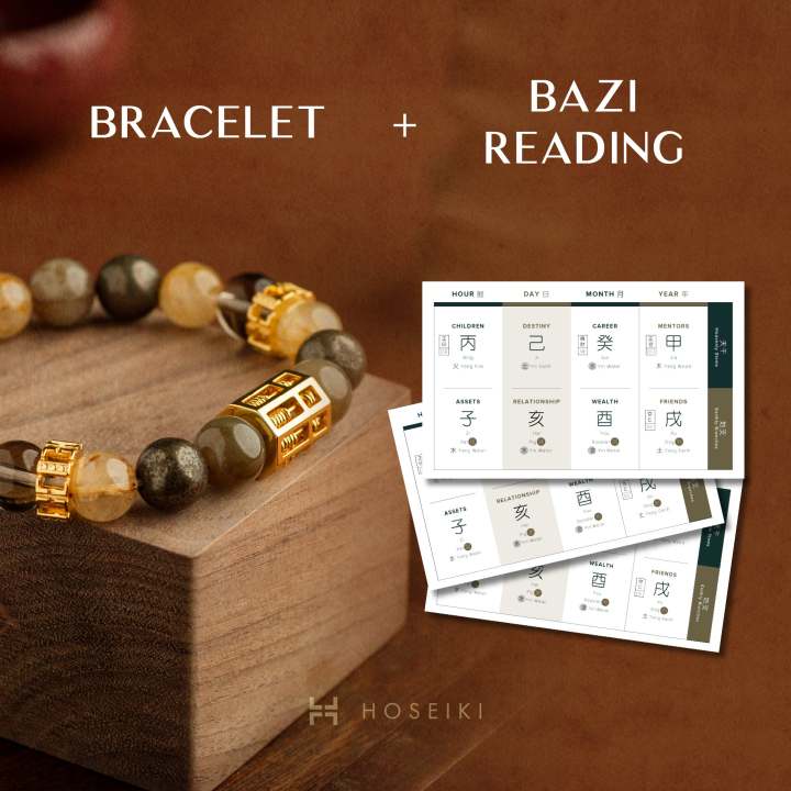 Millionaire Bazi Reading and Customized Bracelet (Triple Abacus / 1.0G Solid Gold Pixiu) Bundle Set