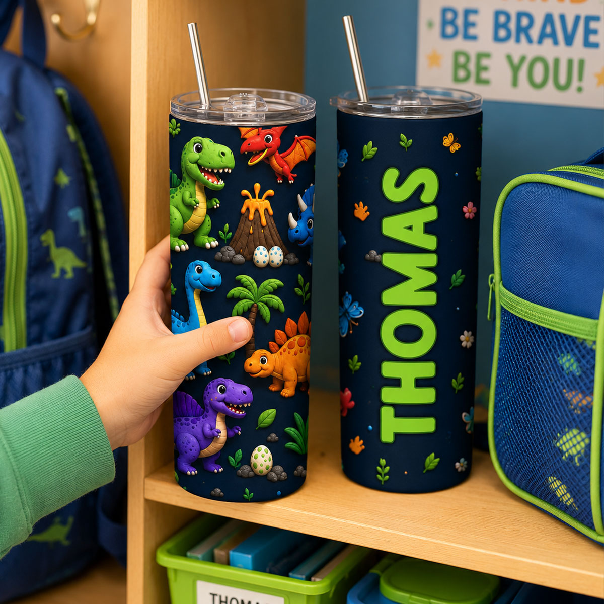 Trendy Animal for Boys Girls - Personalized Skinny Tumbler - Back to School Gift for Kids