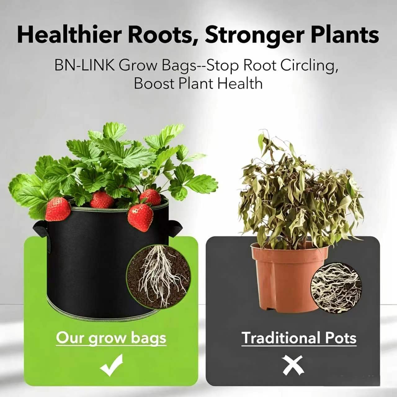"🌱 5-Pack 5 Gallon Grow Bags – Heavy Duty Aeration Fabric Pots with Handles for Vegetables, Flowers & Fruits 🪴 "