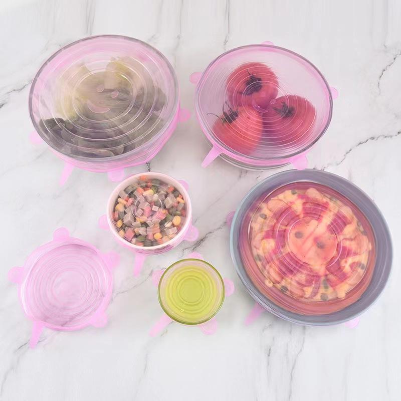 6pcs Stretch Leak Proof Lids for, Reusable Stretchable Silicone Bowl Lid, Round Bowl Cover, Food Cover, Kitchen Gadgets, Meal Prep Containers Lid