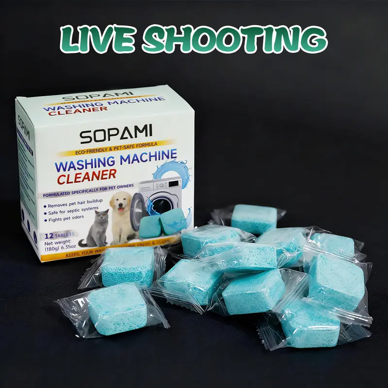 Washing Machine Cleaner Tablets pet safe eco friendly cleaning tablets neutralizes pet related odors deep cleans grime keeps washing machine fresh easy to use