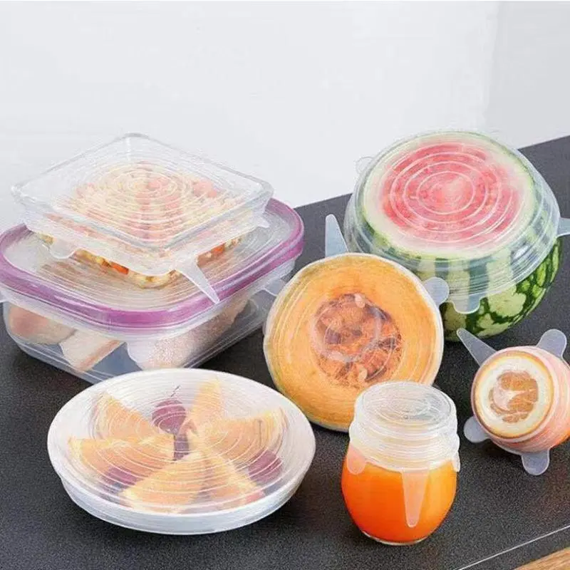 Reusable Stretchable Silicone Bowl Lid, 6pcs Stretch Leak Proof Lids for, Round Bowl Cover, Food Cover, Kitchen Gadgets, Meal Prep Containers Lid