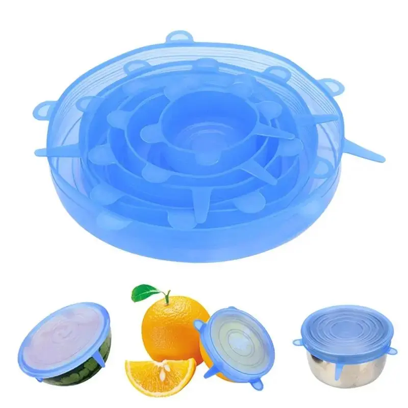Reusable Stretchable Silicone Bowl Lid, 6pcs Stretch Leak Proof Lids for, Round Bowl Cover, Food Cover, Kitchen Gadgets, Meal Prep Containers Lid