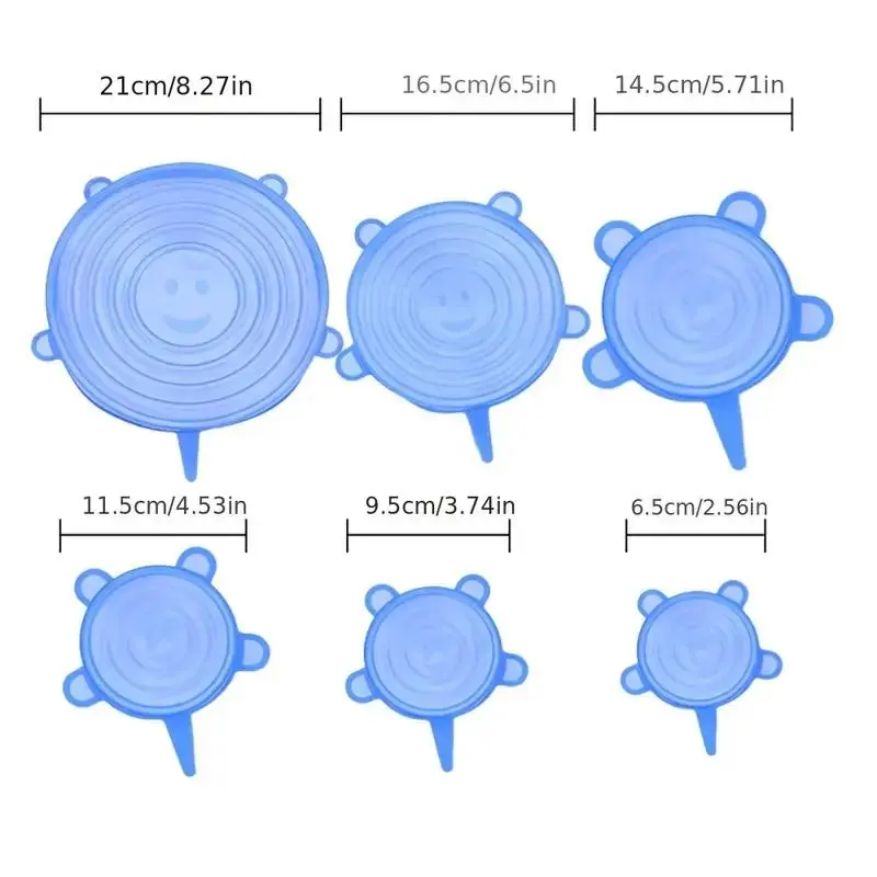 Reusable Stretchable Silicone Bowl Lid, 6pcs Stretch Leak Proof Lids for, Round Bowl Cover, Food Cover, Kitchen Gadgets, Meal Prep Containers Lid