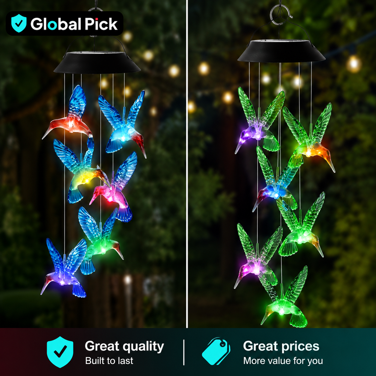 Creative Bird Design Solar Wind Chimes
