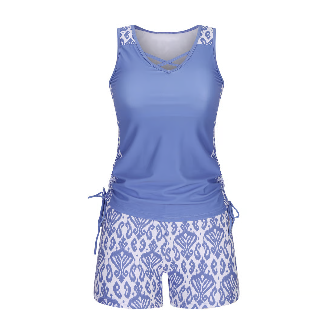 Women's 2-Piece Tummy Control Tankini Set with Built-In Bra – Flattering Boho Swimwear with Shorts🔥