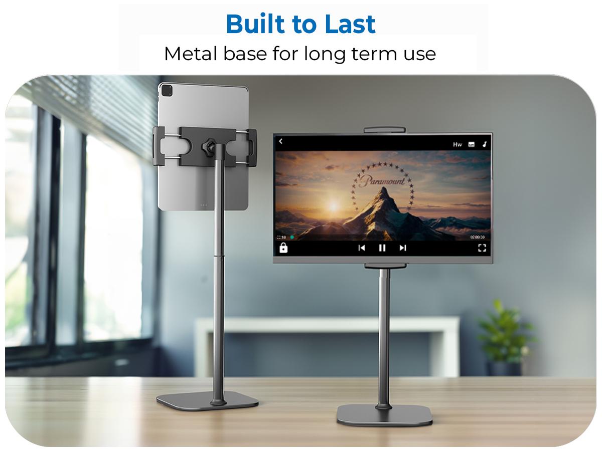 Cooper TabStand Sturdy Tablet Mount & Accessories - Height-Adjustable Metal/Aluminium Holder for 17" Max Diagonal iPad, Portable Monitor, Smartphone, 360&deg; Rotate & Tilt, 4.4lb Holding Strength, Portable, Silicone-Free