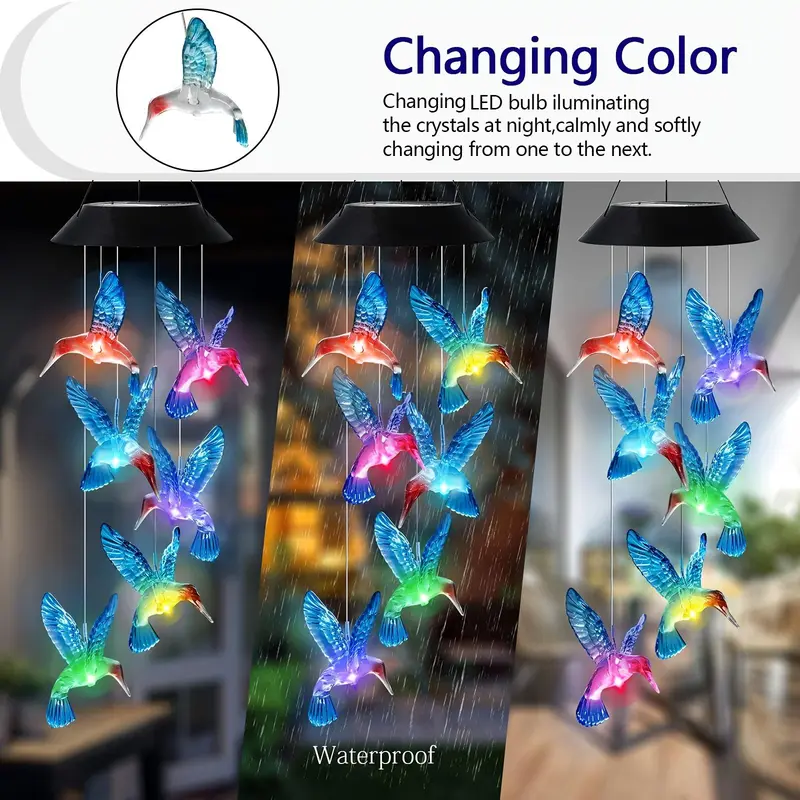 Creative Bird Design Solar Wind Chimes
