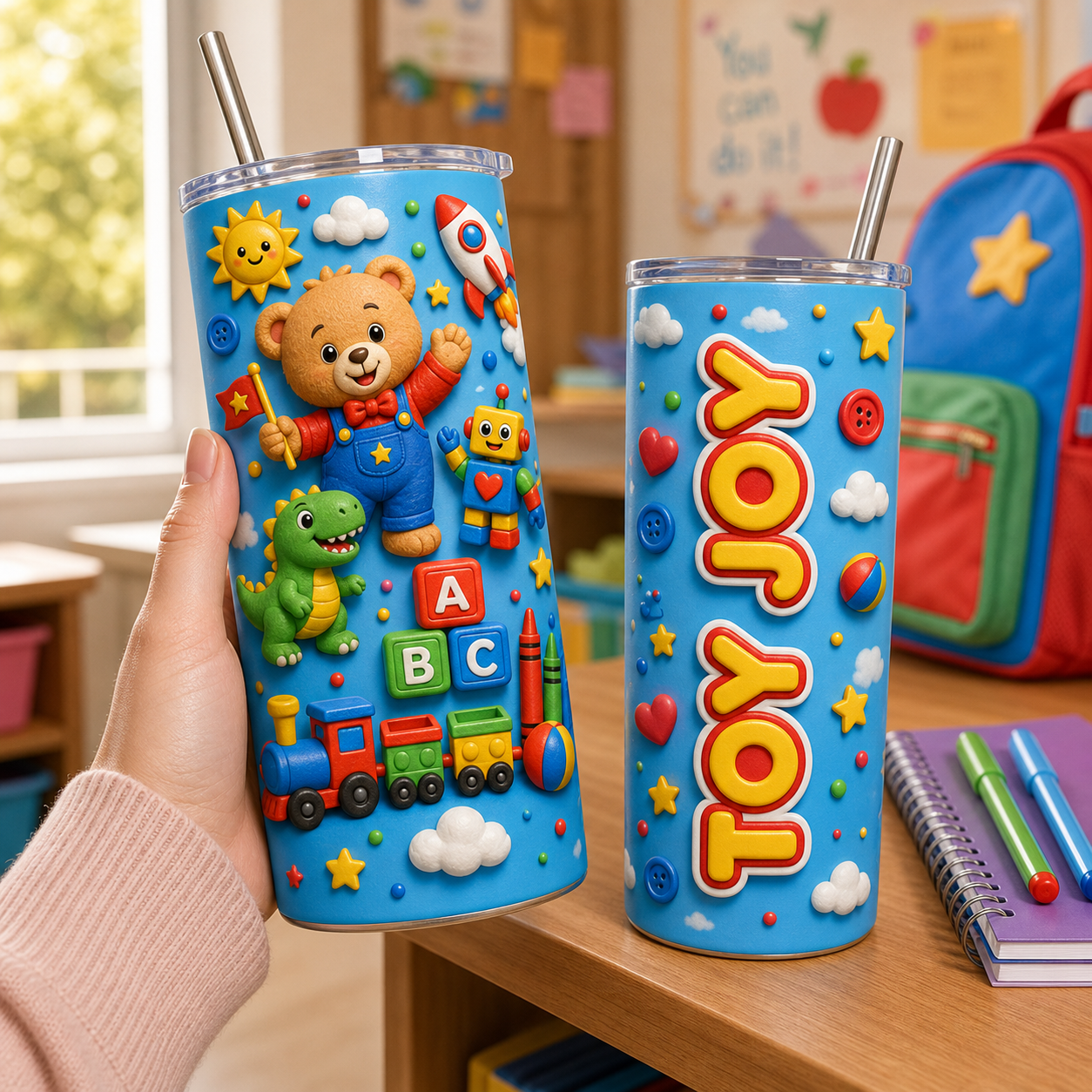 Trendy Animal for Boys Girls - Personalized Skinny Tumbler - Back to School Gift for Kids🎁