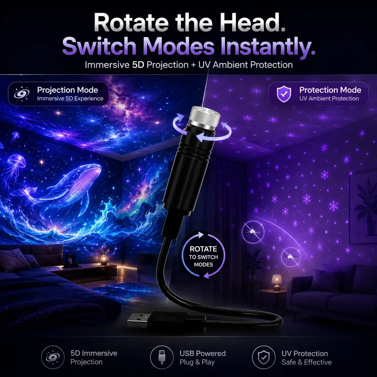 ⏰LAST DAY PROMOTION-NIGHT LIGHTPROJECTOR🔥 - SMART HOLOGRAPHIC STARPROJECTOR
