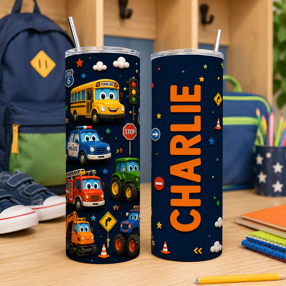 Trendy Animal for Boys Girls - Personalized Skinny Tumbler - Back to School Gift for Kids