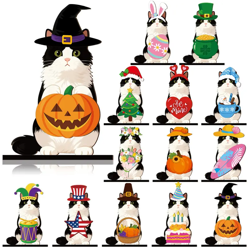 Halloween Cat Interchangeable Wooden Sign